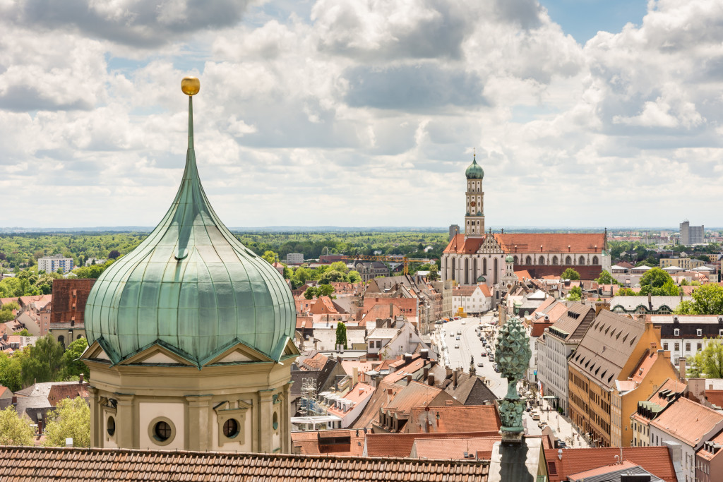 Aerial,View,Over,Augsburg,With,The,Tower,Of,The,Old